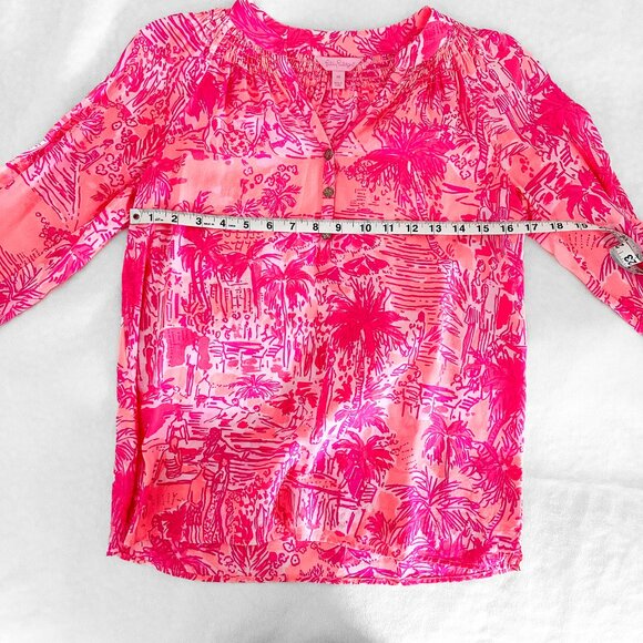 Lilly Pulitzer Elsa Silk Top - Cheeky Melon Rule Breakers - Size XS - Picture 5 of 10